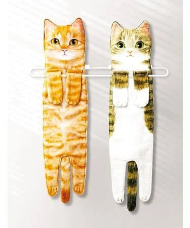 Cute Cat Decor Hanging Face Towels Soft Funny Face Towels Gift for Women Cat Lovers