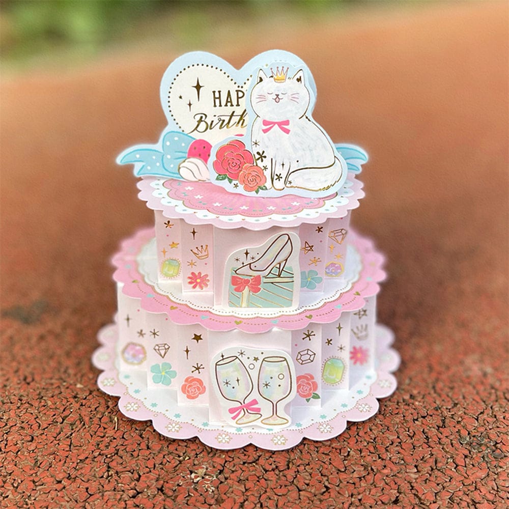 Creative 3D Pop Up Greeting Card Cute Cat Birthday Cake Card