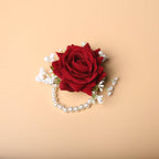 Realistic Rose Wedding Boutonnieres Faux Silk Groom's Corsage Best Man's Corsage
