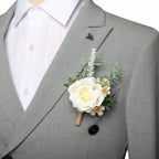Realistic Rose Wedding Boutonnieres Faux Silk Groom's Corsage Best Man's Corsage