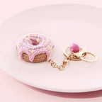 Crochet Fruit Keychain Cute Food Donut Knitted Car Keyring Bag Decorations Gifts for Her