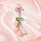 Flower Knitted KeyChain for Bag Crochet Campanula Keychain Handmade Gift