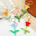 Crochet Flower Keychain Creative Tulip Handmade Knitted Keychain Gift for Her