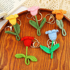 Crochet Flower Keychain Creative Tulip Handmade Knitted Keychain Gift for Her