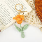 Crochet Flower Keychain Creative Tulip Handmade Knitted Keychain Gift for Her