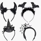 4 Pcs Halloween Headbands Devil Bat Headbands for Halloween Party Supply Cosplay Decoration