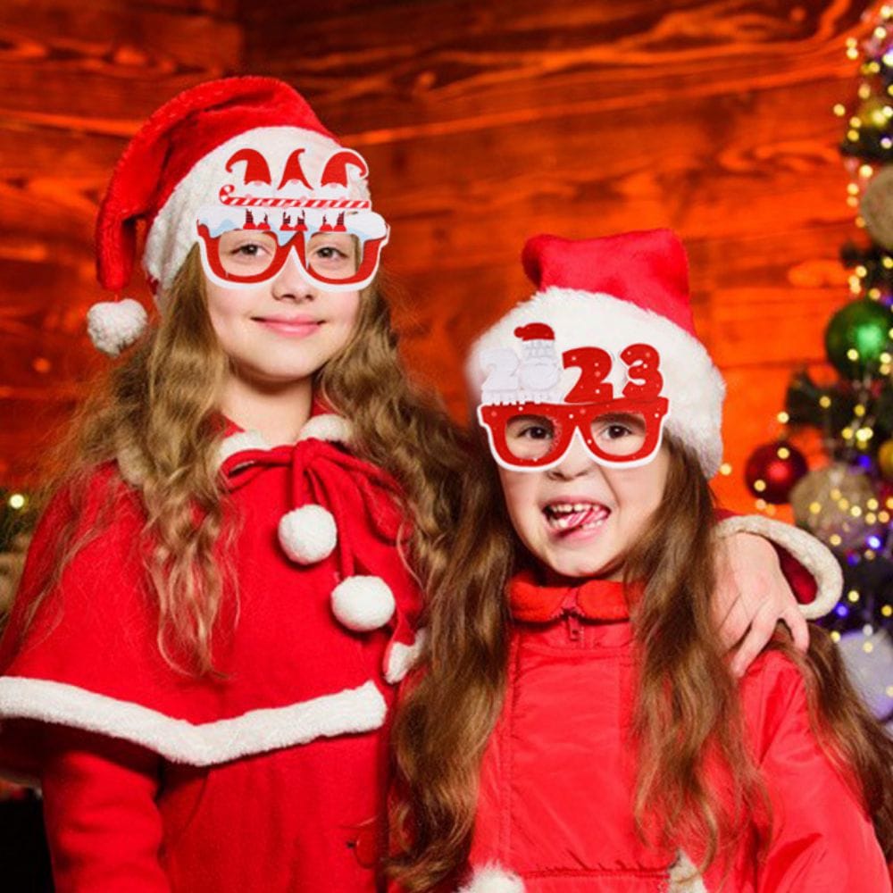 9 Pcs Christmas Glasses Frames Christmas Decoration Accessories Costume Eyeglasses for Christmas Party Supplies