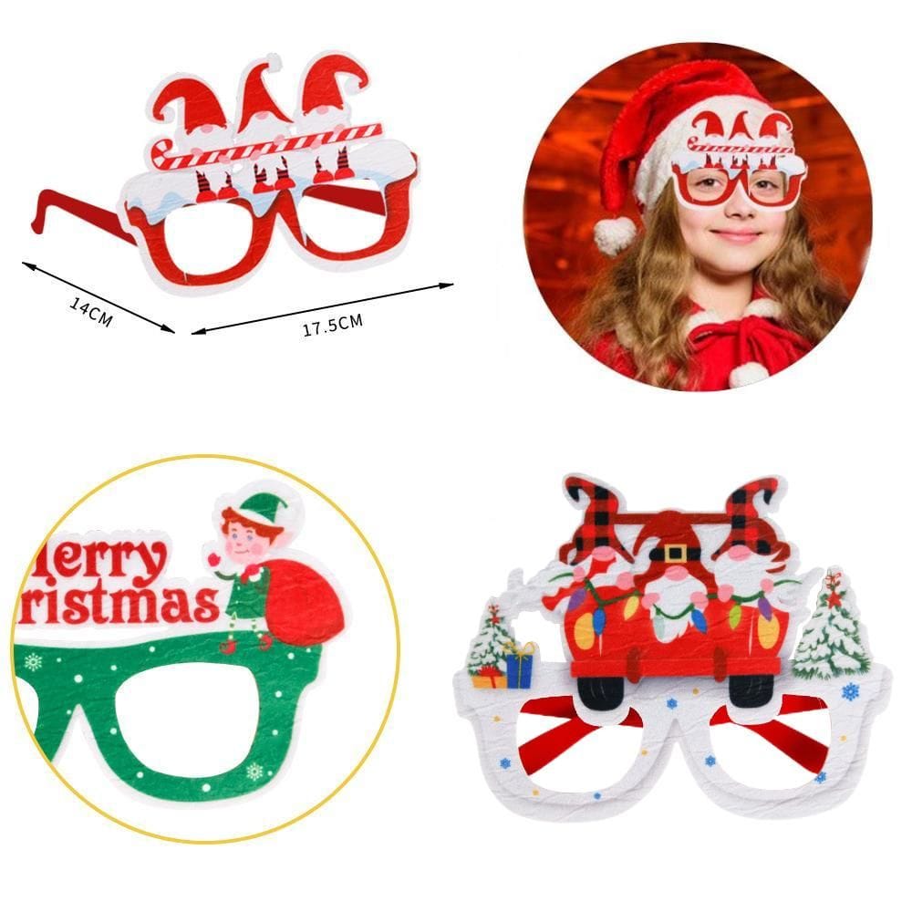 9 Pcs Christmas Glasses Frames Christmas Decoration Accessories Costume Eyeglasses for Christmas Party Supplies