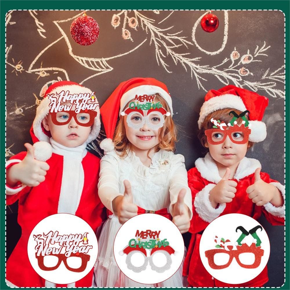 6 Pcs Christmas Glasses Frames Christmas Decoration Accessories Costume Eyeglasses for Christmas Party Supplies