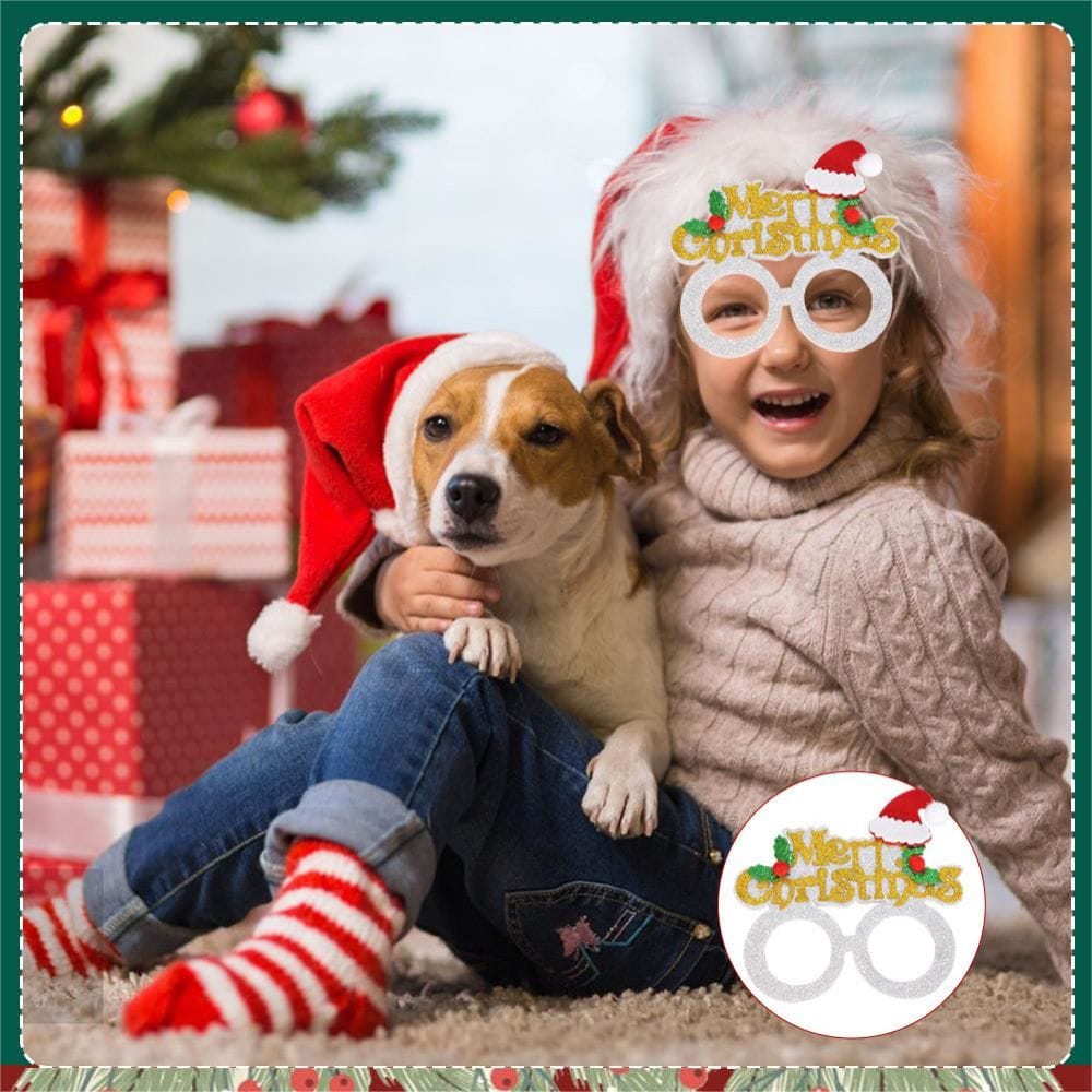 6 Pcs Christmas Glasses Frames Christmas Decoration Accessories Costume Eyeglasses for Christmas Party Supplies