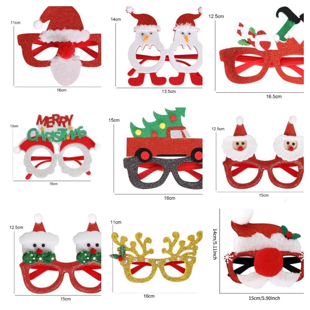 6 Pcs Christmas Glasses Frames Christmas Decoration Accessories Costume Eyeglasses for Christmas Party Supplies