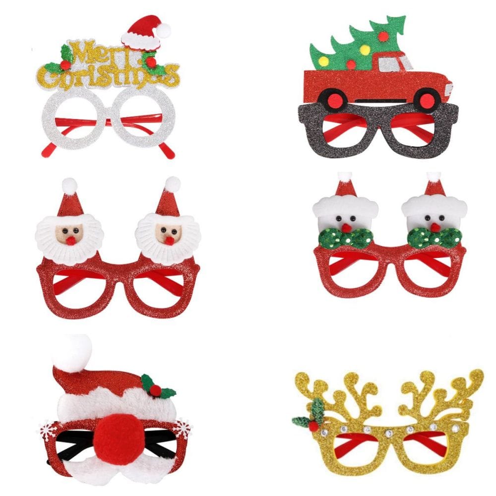 6 Pcs Christmas Glasses Frames Christmas Decoration Accessories Costume Eyeglasses for Christmas Party Supplies