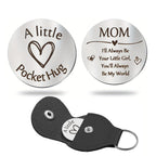 Pocket Hug Token with Leather Keychain Gifts for Friend Son Daughter Brother Sister
