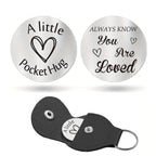 Pocket Hug Token with Leather Keychain Gifts for Friend Son Daughter Brother Sister