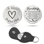 Pocket Hug Token with Leather Keychain Gifts for Friend Son Daughter Brother Sister