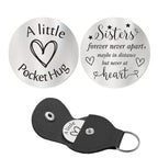 Pocket Hug Token with Leather Keychain Gifts for Friend Son Daughter Brother Sister