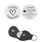 Pocket Hug Token with Leather Keychain Gifts for Friend Son Daughter Brother Sister