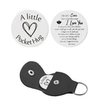 Pocket Hug Token with Leather Keychain Gifts for Friend Son Daughter Brother Sister