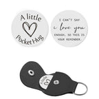 Pocket Hug Token with Leather Keychain Gifts for Friend Son Daughter Brother Sister
