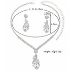 Bridal Rhinestone Heart Necklace and Earrings Set – Elegant Wedding Jewelry