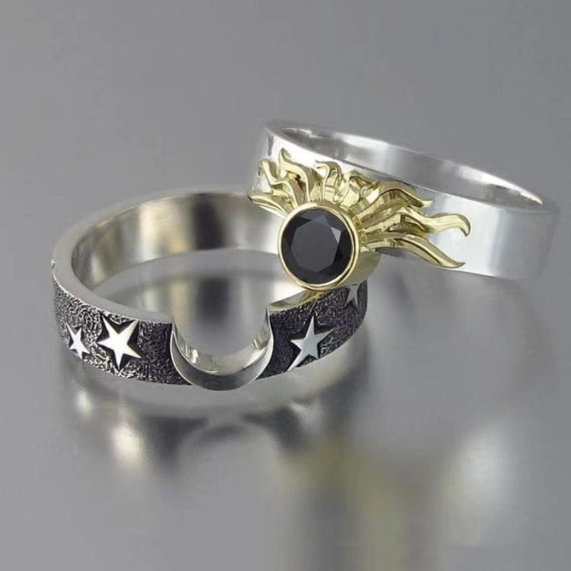 Sun and Moon Matching Rings Couples Ring Jewelry Gift for Lovers