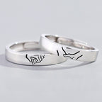 Matching Promise Couple Rings Adjustable Ring for Women Men Lovers Jewelry