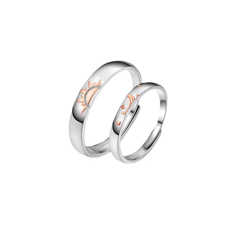 Sun and Moon Promise Ring Matching Couple Rings Adjustable Ring Gifts for Her or Him