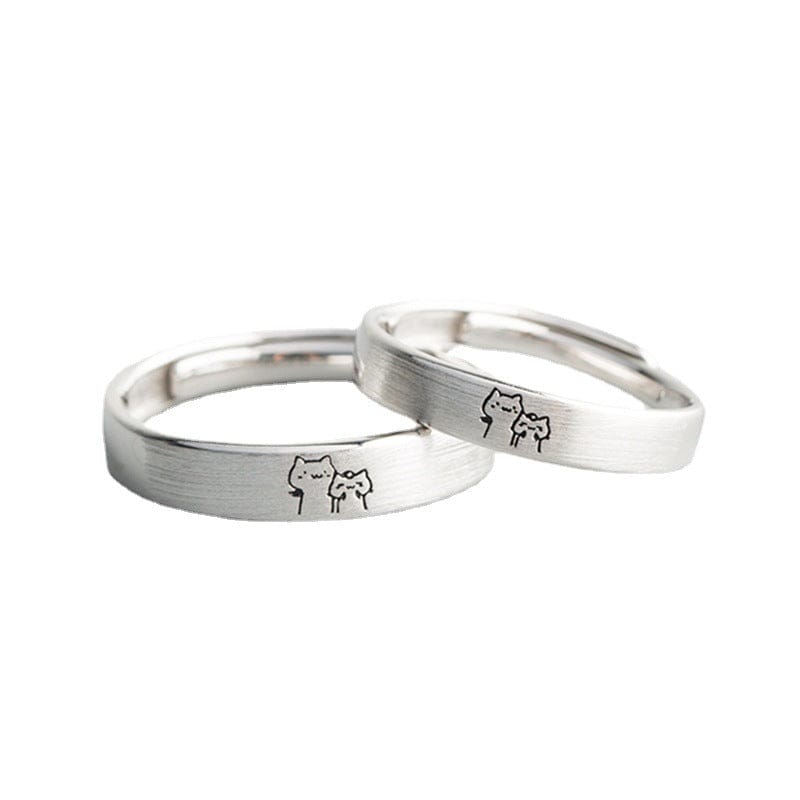 Cute Cat Matching Ring Adjustable Ring Animal Couple Jewelry Gift
