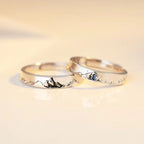 Mountain Ocean Couple Rings Matching Adjustable Ring Jewelry Gift for Lovers