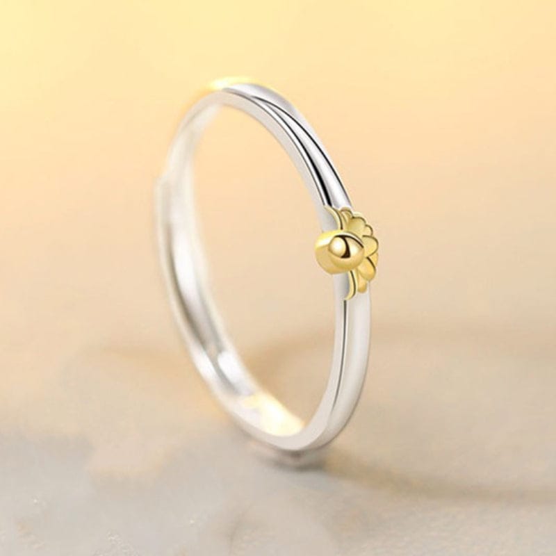 Sunflower Matching Promise Rings Couple Adjustable Ring Jewelry Gift for Lovers