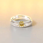 Sunflower Matching Promise Rings Couple Adjustable Ring Jewelry Gift for Lovers