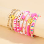 Preppy Bracelets Set Soft Clay Bohemian Layering Bracelets Jewelry for Her
