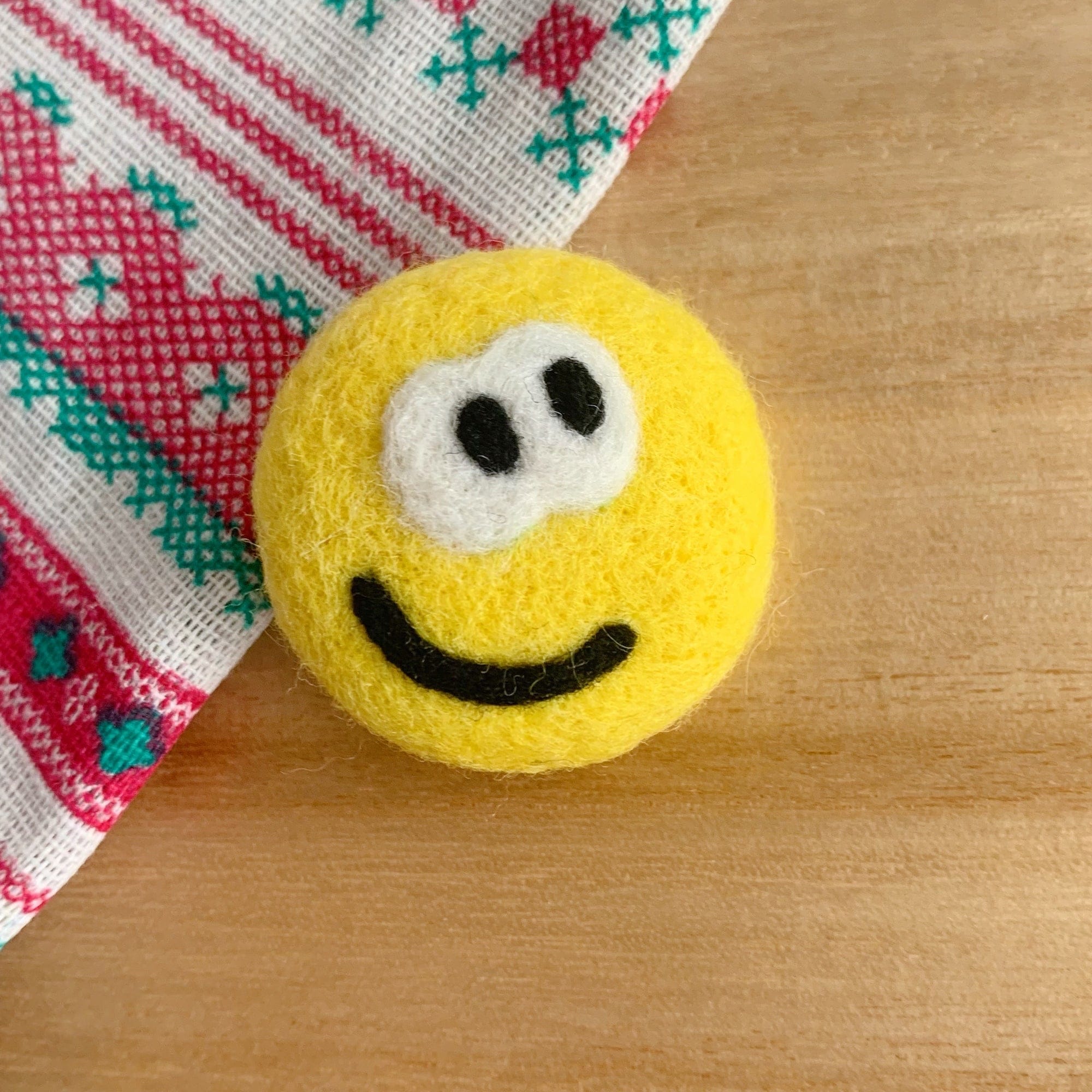 Adorable Handmade Felt Mushroom Brooch - Triangle Circle Square Design