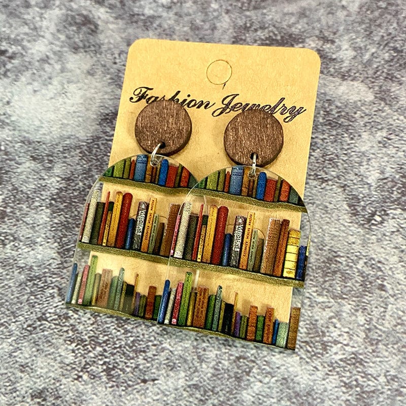Cat Dog Book Earrings Funny Acrylic Bookshelf Earring Jewelry for Book Lover Gifts