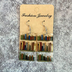 Cat Dog Book Earrings Funny Acrylic Bookshelf Earring Jewelry for Book Lover Gifts