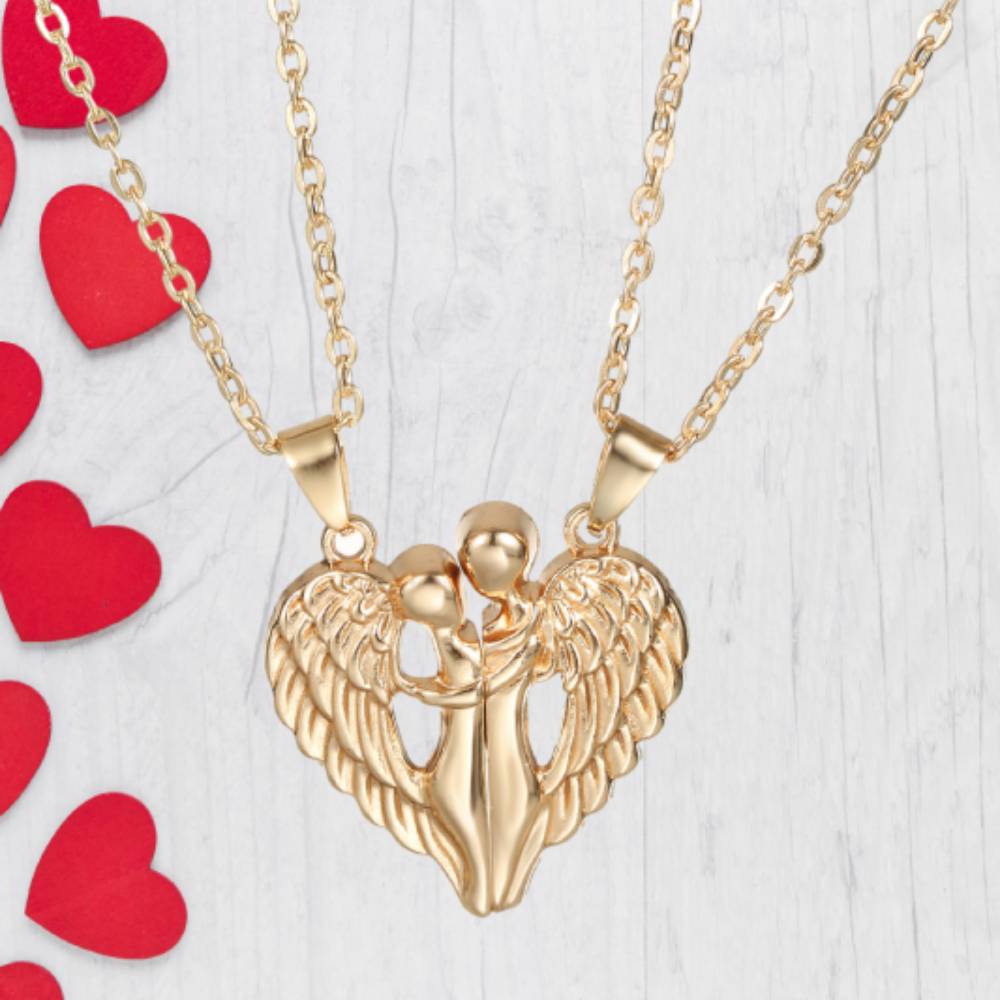 Couple Necklace Magnetic Matching Angel Necklaces for Couples Valentine's Gift for Lover