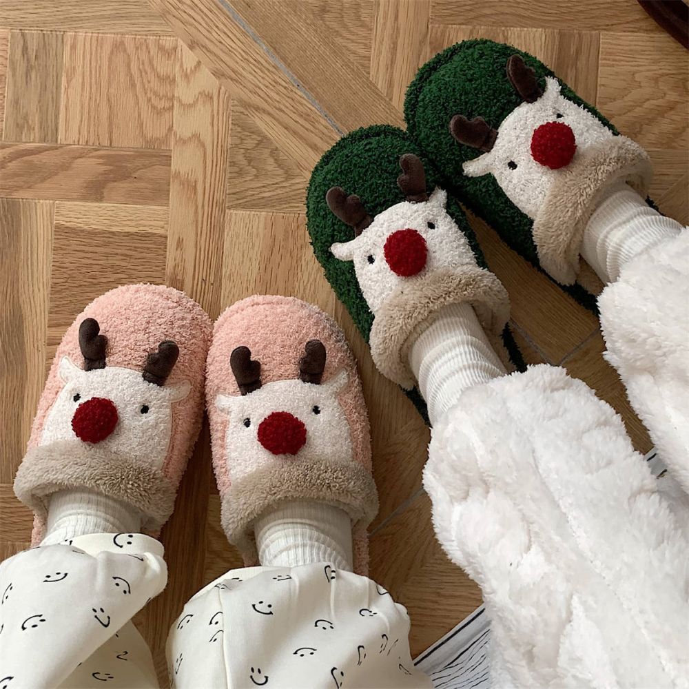 Christmas Slippers Christmas Elk Comfortable Cotton Slippers