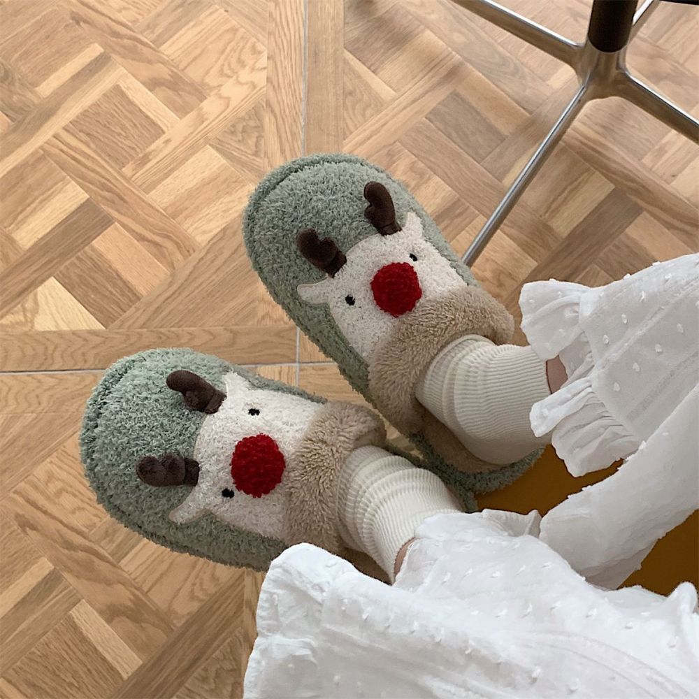 Christmas Slippers Christmas Elk Comfortable Cotton Slippers