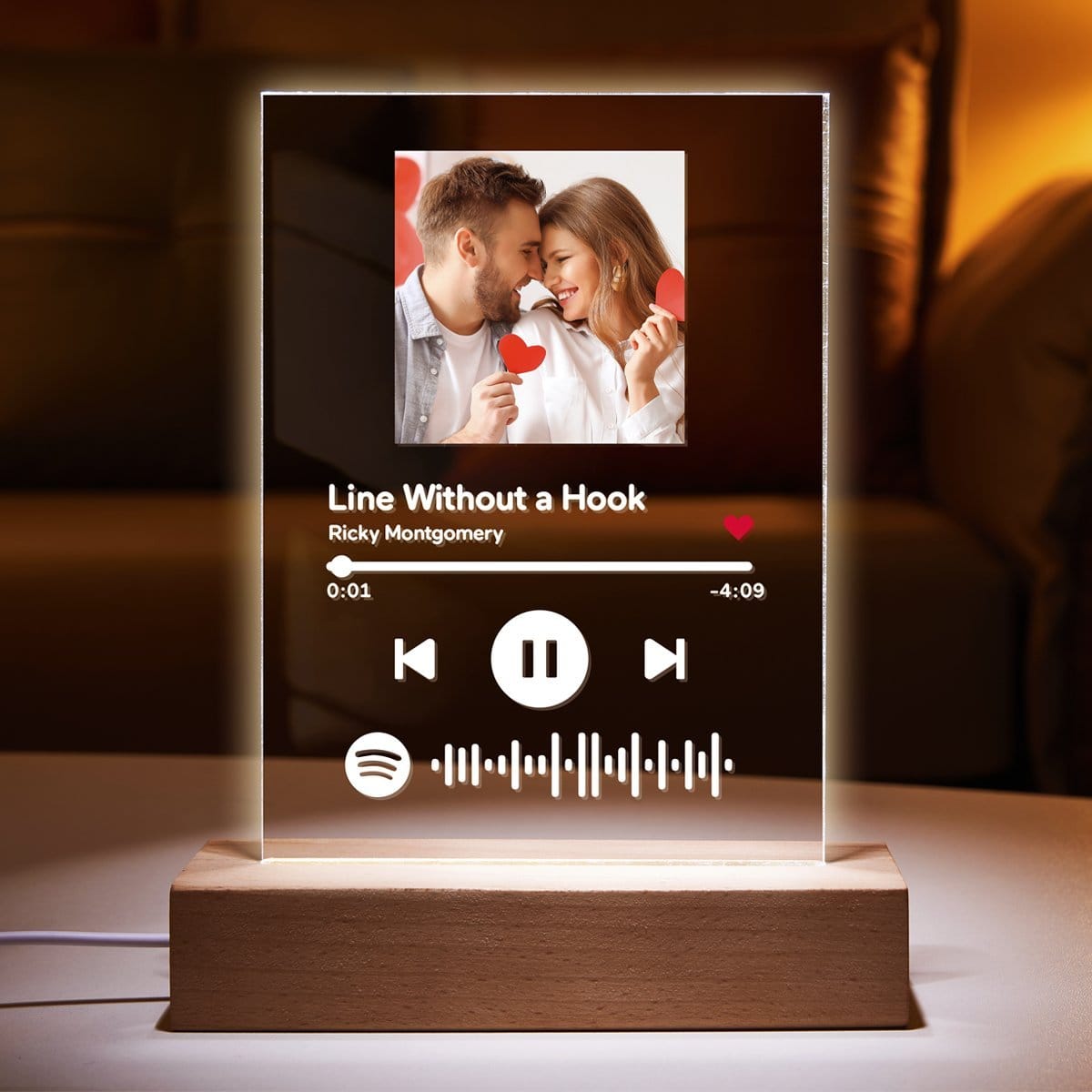 Music Code Art Glass Album Cover Custom Music Plaque Anniversary Gift For Lover