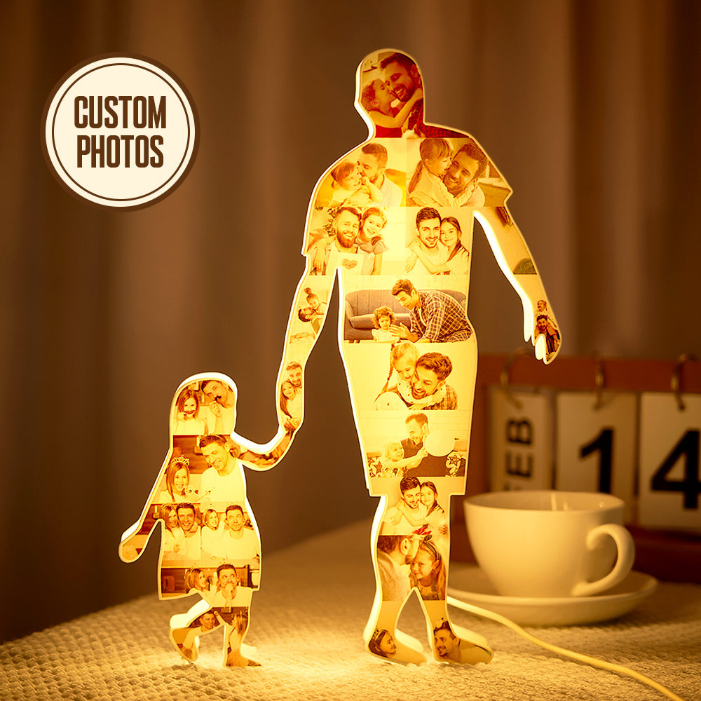 photo collage night light custom hand in hand pictures lamp father s ornament for dad personalized gift