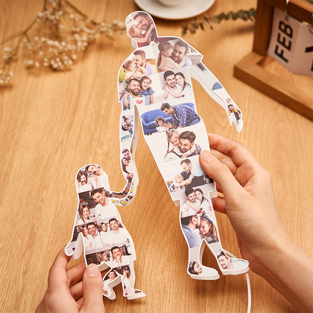 fathers day surprise ornament for dad inspired by photo collage night light custom hand in hand pictures lamp father s