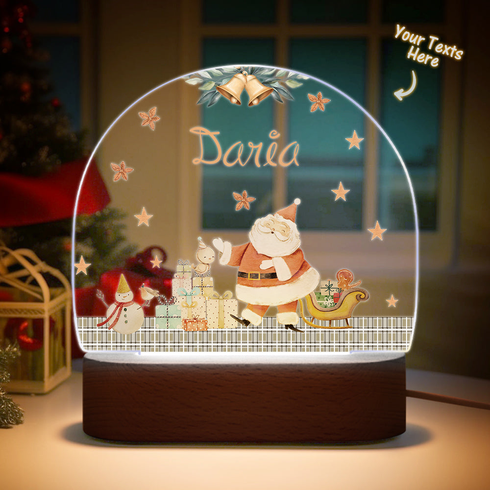 Custom Name Christmas Tree Personalized Santa Elk Night Light Bedroom Christmas Gift 3D Room Decor Night Light Desk Lamp Night Light Gift