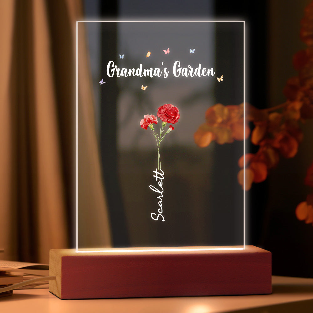 grandmas garden of love night light personalized birth flowers for grandma