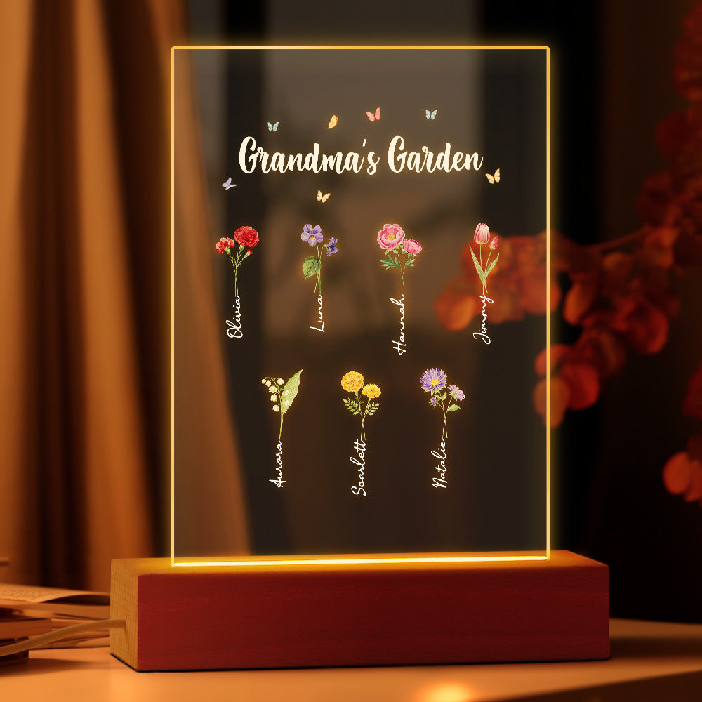 grandmas garden of love night light personalized birth flowers