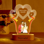 Custom Photo Engraved 3-Heart Night Lights Desk Decoration