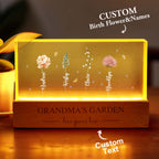 Grandma‘s Garden Birth Month Flowers Personalized Acrylic Block LED Night Light A Heartfelt Gift for Grandma’s Birthday Mother’s Day