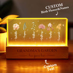 Grandma‘s Garden Birth Month Flowers Personalized Acrylic Block LED Night Light A Heartfelt Gift for Grandma’s Birthday Mother’s Day