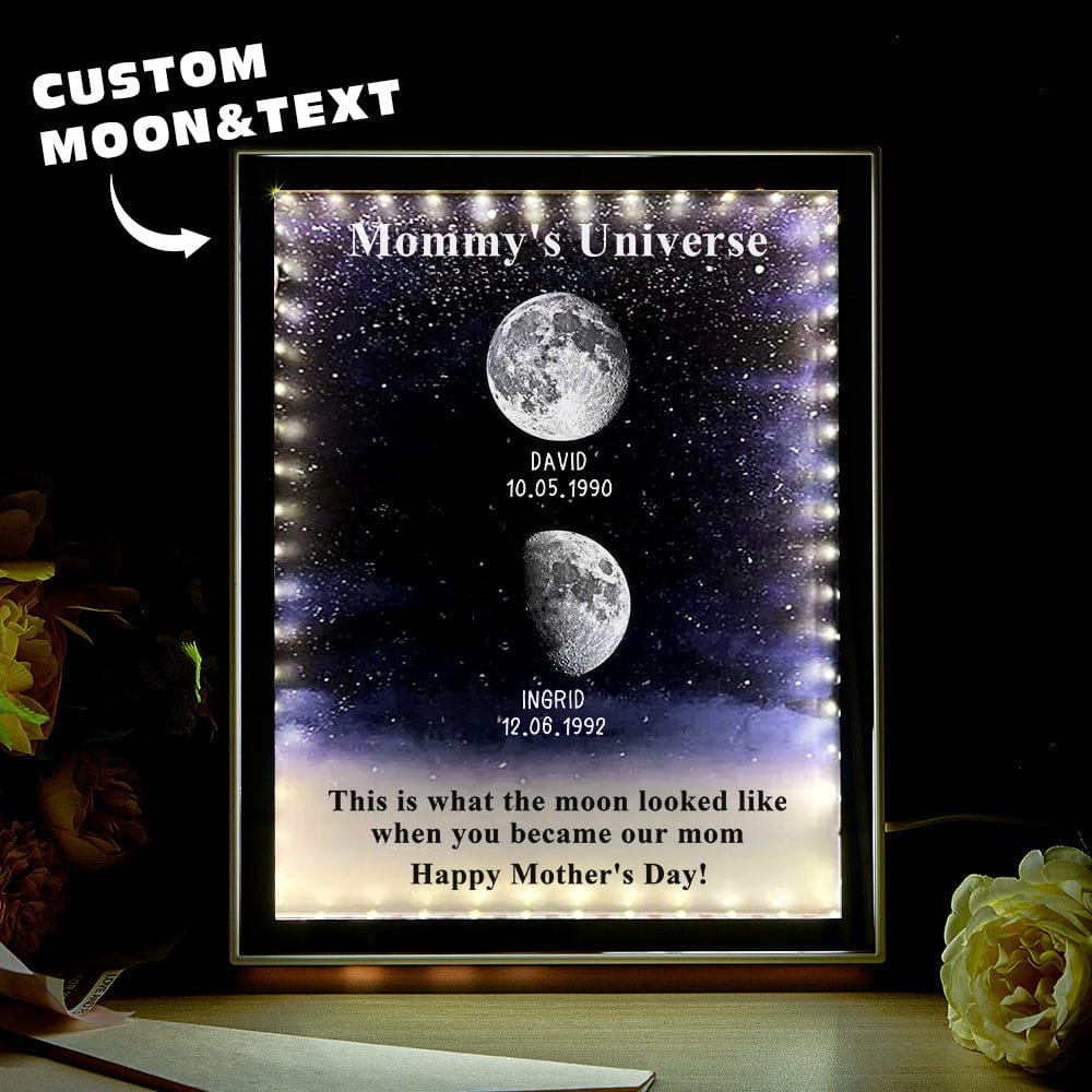 Starry Night Customize Birth Moon Phase Mirror Light Box Mother's Day Gifts Mommy's Universe