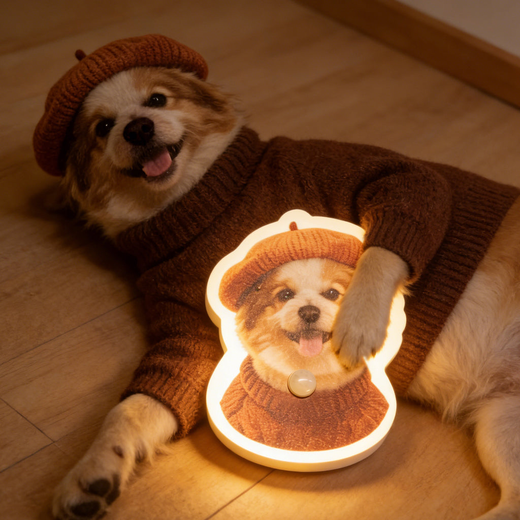 Personalized Pet Portrait Motion Sensor Wall Lamp Warm Glow No