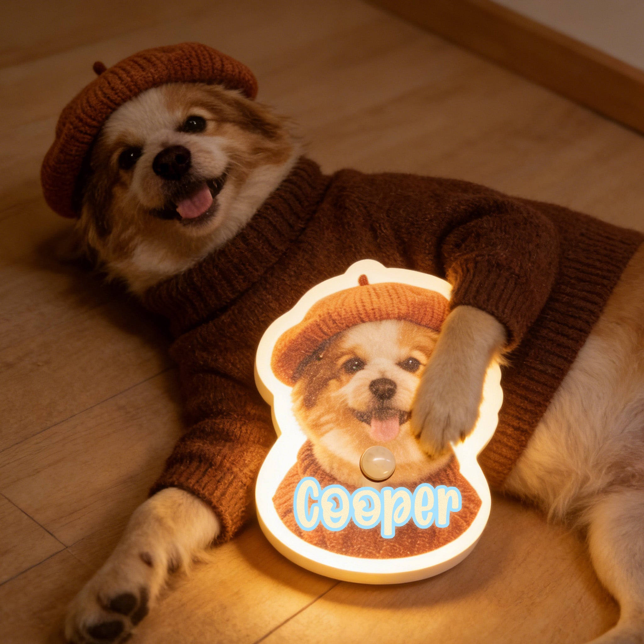 Motion Sensor Wall Lamp Warm Glow Personalized Pet Portrait for Home Display Yes